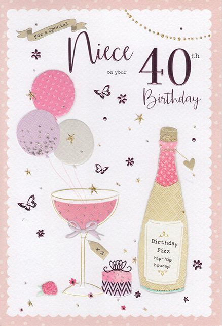 40th - Birthday - Niece - Birthday Fizz and Glass